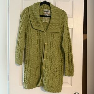 Aran Crafts Olive Green Cable Knit Cardigan